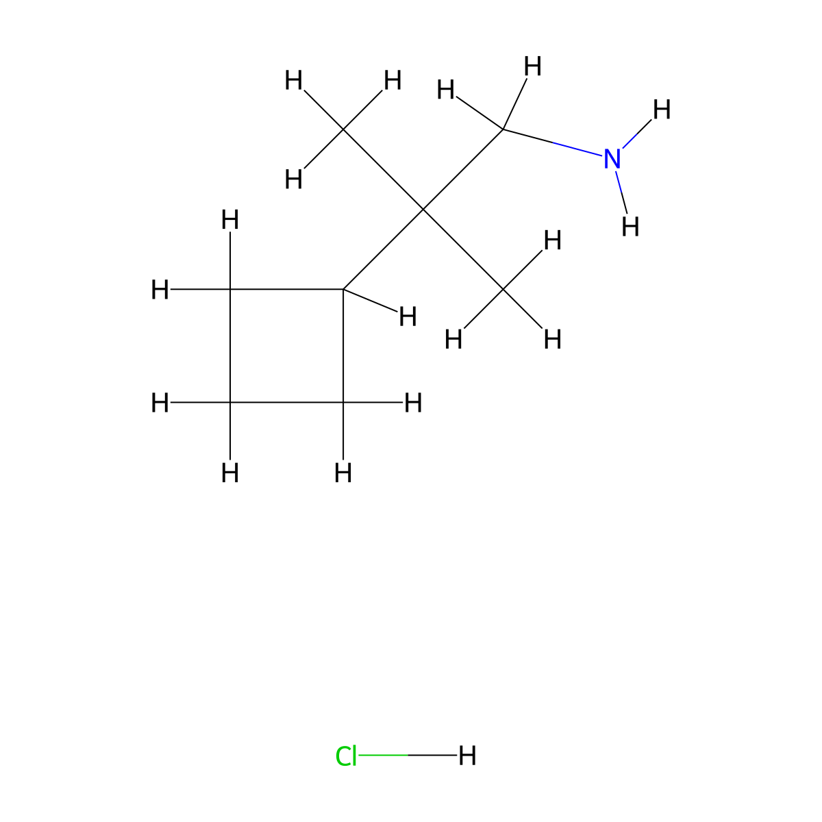 2-Cyclobutyl-2-methylpropan-1-amine hydrochloride molecular structure, CAS 1864015-22-4