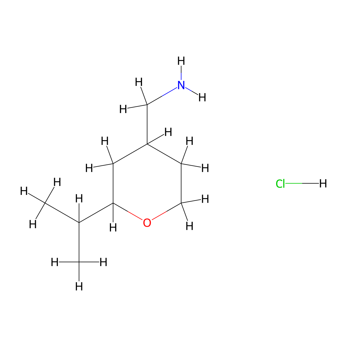 (2-(Propan-2-yl)oxan-4-yl)methanamine hydrochloride molecular structure, CAS 1864015-26-8