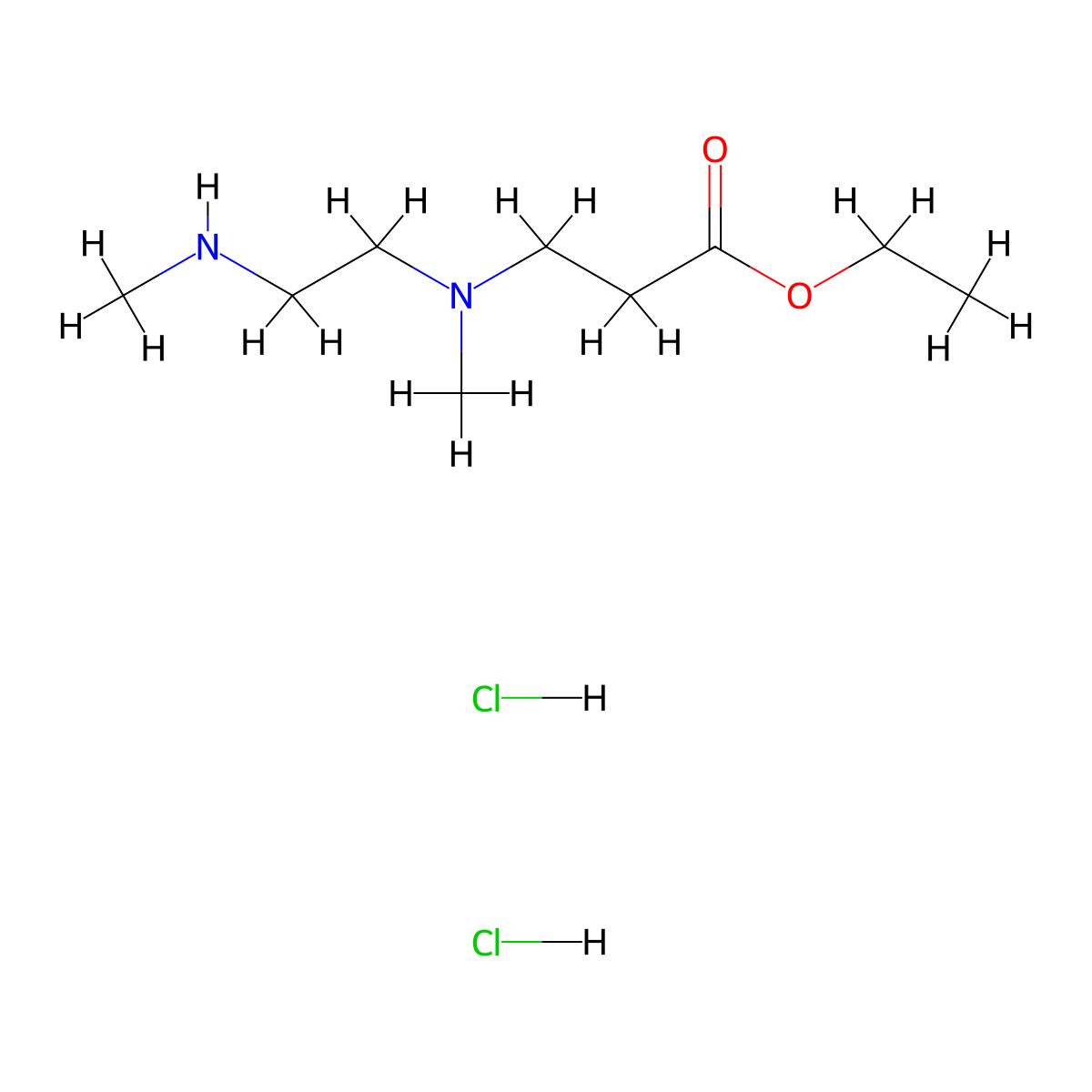 Ethyl 3-{methyl[2-(methylamino)ethyl]amino}propanoate dihydrochloride molecular structure, CAS 1864015-41-7