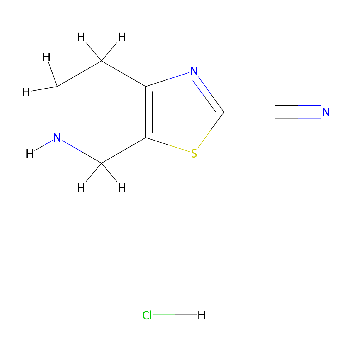 4H,5H,6H,7H-[1,3]thiazolo[5,4-c]pyridine-2-carbonitrile hydrochloride molecular structure, CAS 1864015-71-3