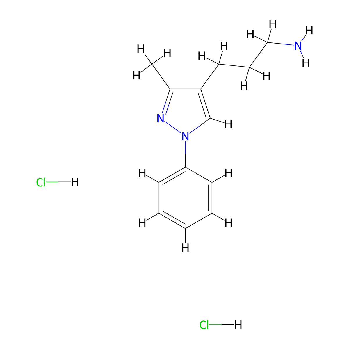 3-(3-methyl-1-phenyl-1H-pyrazol-4-yl)propan-1-amine dihydrochloride molecular structure, CAS 1864015-76-8