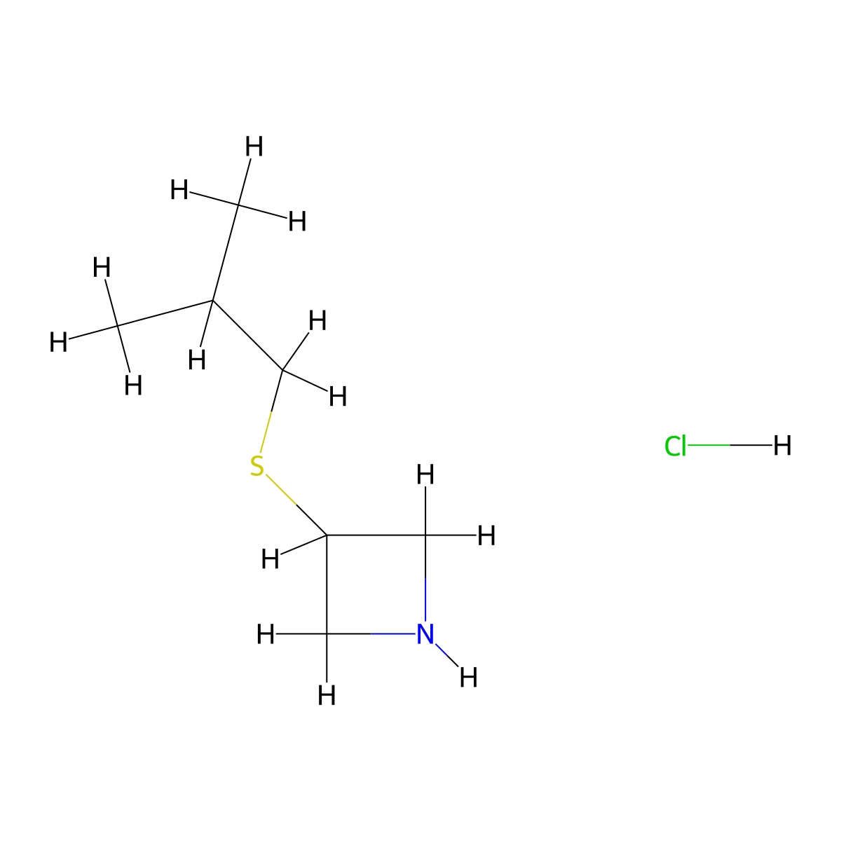 3-[(2-Methylpropyl)sulfanyl]azetidine hydrochloride molecular structure, CAS 1864015-77-9