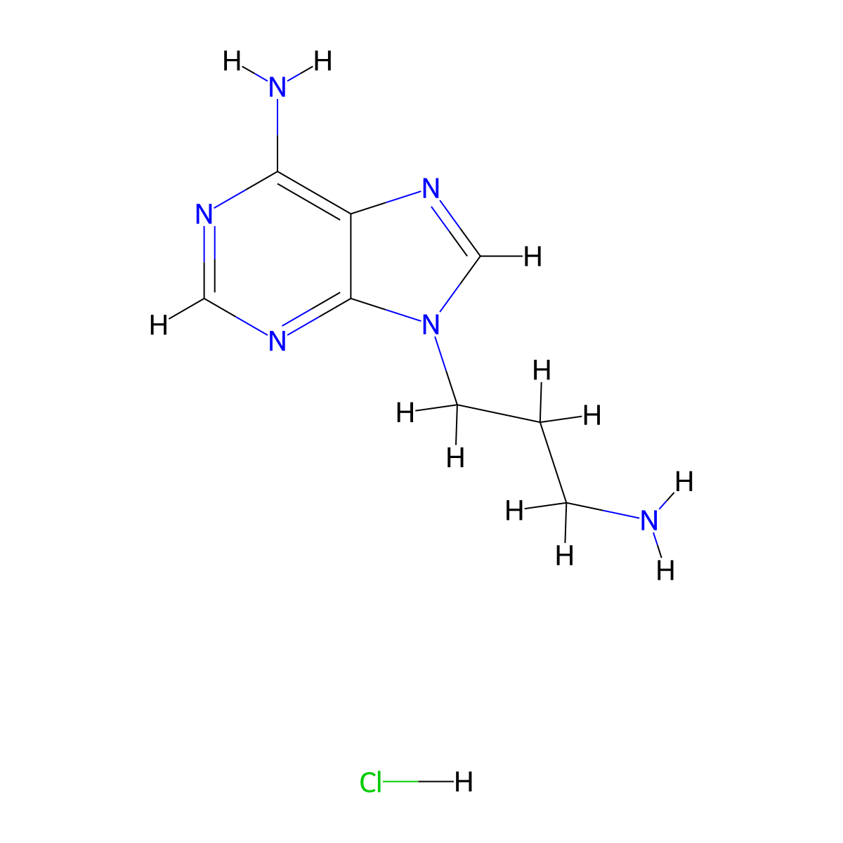 9-(3-aminopropyl)-9H-purin-6-amine hydrochloride molecular structure, CAS 1864015-79-1
