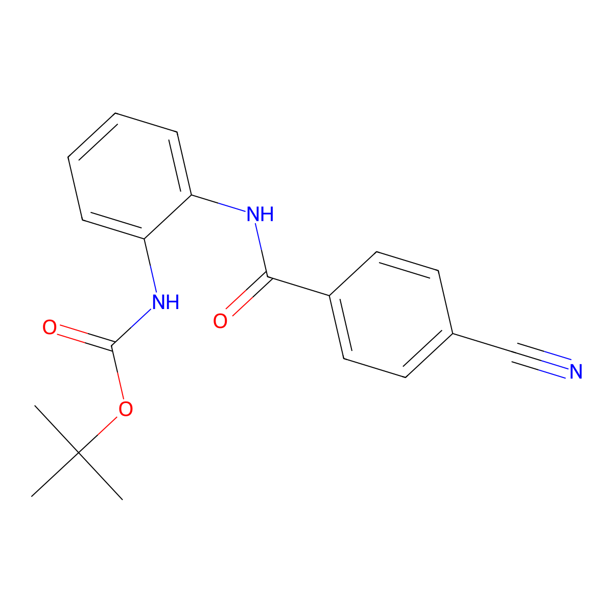 tert-Butyl N-{2-[(4-cyanobenzene)amido]phenyl}carbamate molecular structure, CAS 1864015-98-4