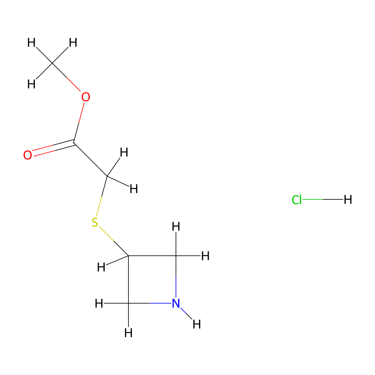 Methyl 2-(azetidin-3-ylsulfanyl)acetate hydrochloride molecular structure, CAS 1864016-18-1