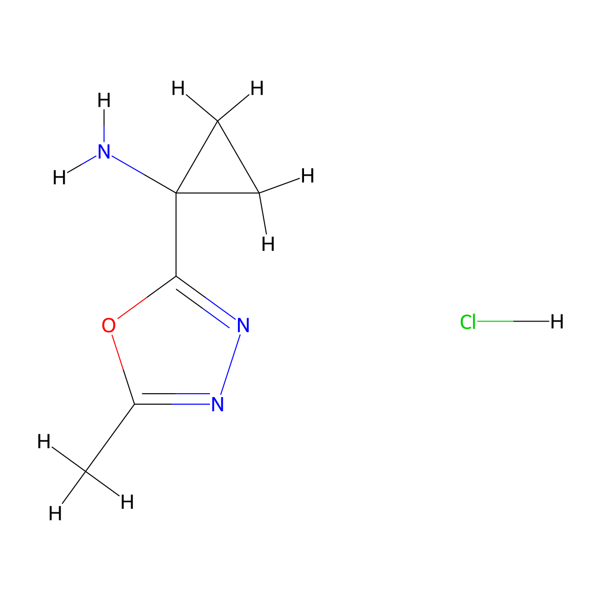 1-(5-Methyl-1,3,4-oxadiazol-2-yl)cyclopropan-1-amine hydrochloride molecular structure, CAS 1864016-24-9