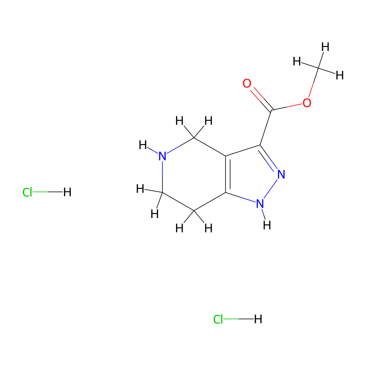 methyl 2H,4H,5H,6H,7H-pyrazolo[4,3-c]pyridine-3-carboxylate dihydrochloride molecular structure, CAS 1864016-47-6