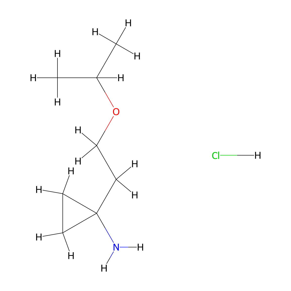 1-[2-(Propan-2-yloxy)ethyl]cyclopropan-1-amine hydrochloride molecular structure, CAS 1864016-48-7