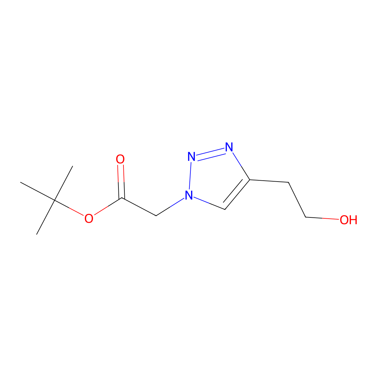 tert-butyl 2-[4-(2-hydroxyethyl)-1H-1,2,3-triazol-1-yl]acetate molecular structure, CAS 1864016-50-1