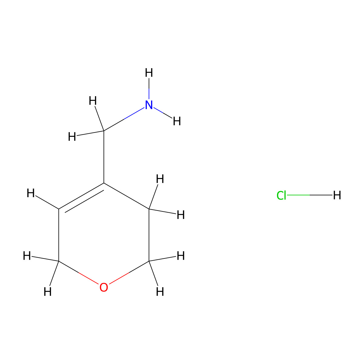 (3,6-dihydro-2H-pyran-4-yl)methanamine hydrochloride molecular structure, CAS 1864016-52-3