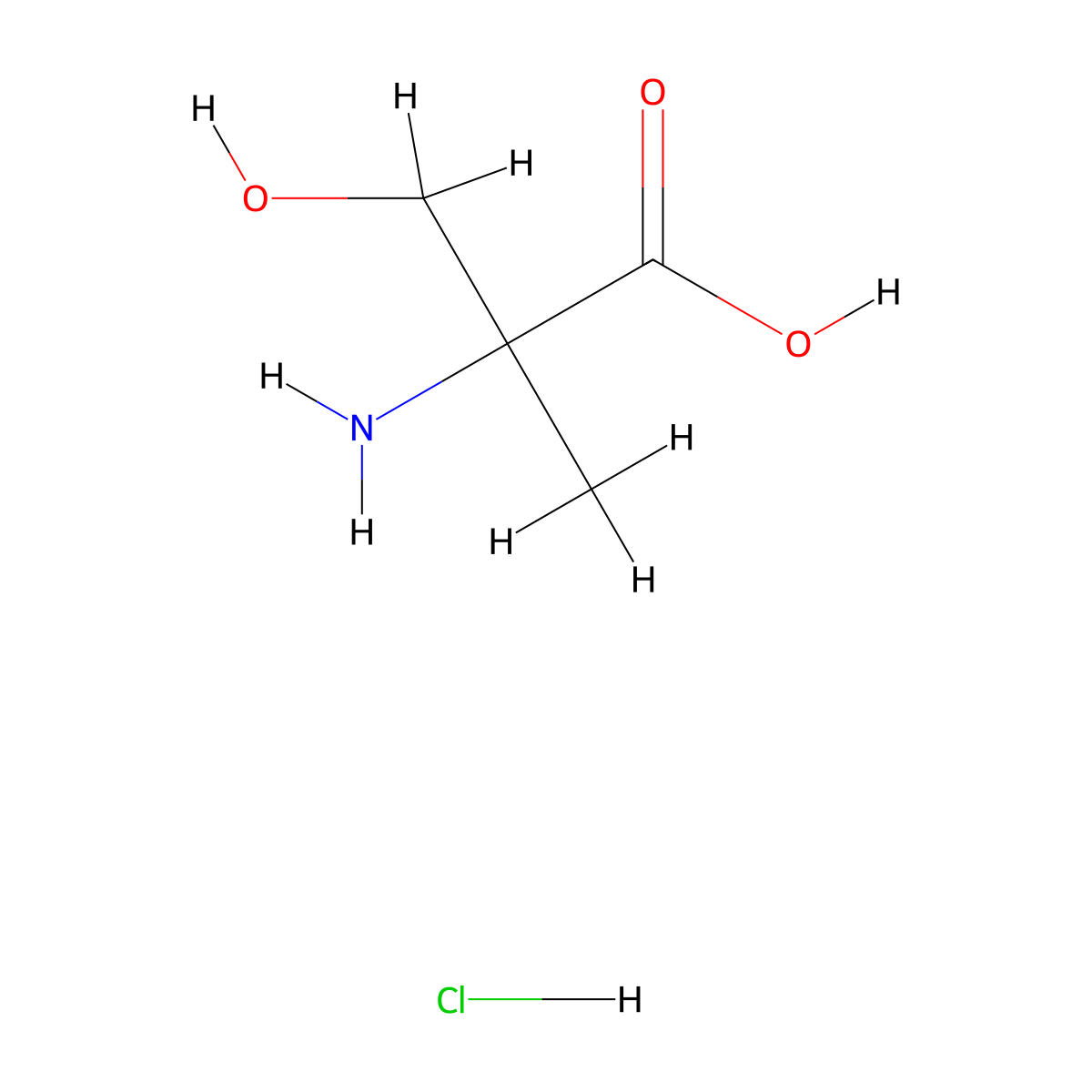 2-Amino-3-hydroxy-2-methylpropanoic acid hydrochloride molecular structure, CAS 1864016-61-4