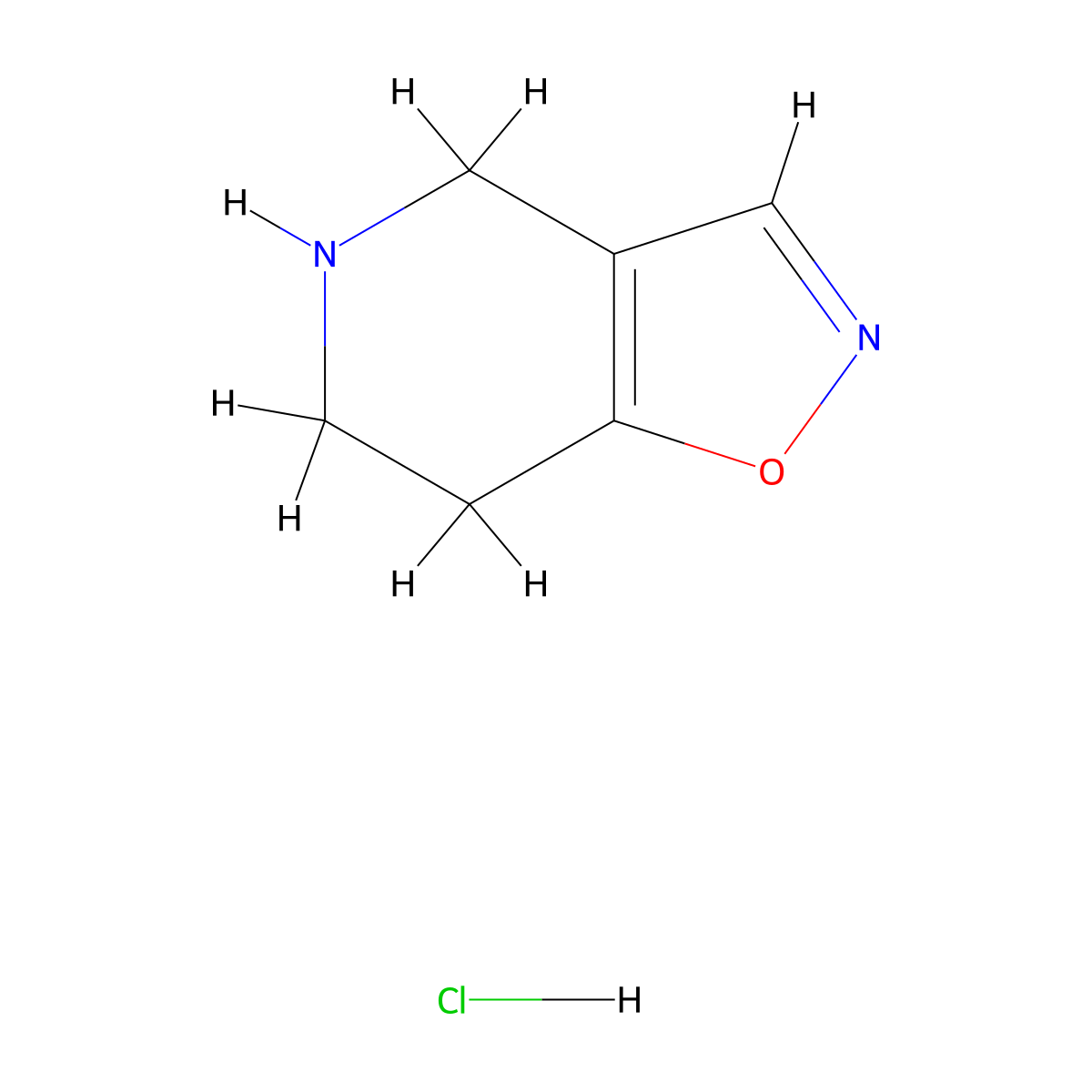 4H,5H,6H,7H-[1,2]oxazolo[4,5-c]pyridine hydrochloride molecular structure, CAS 1864051-65-9