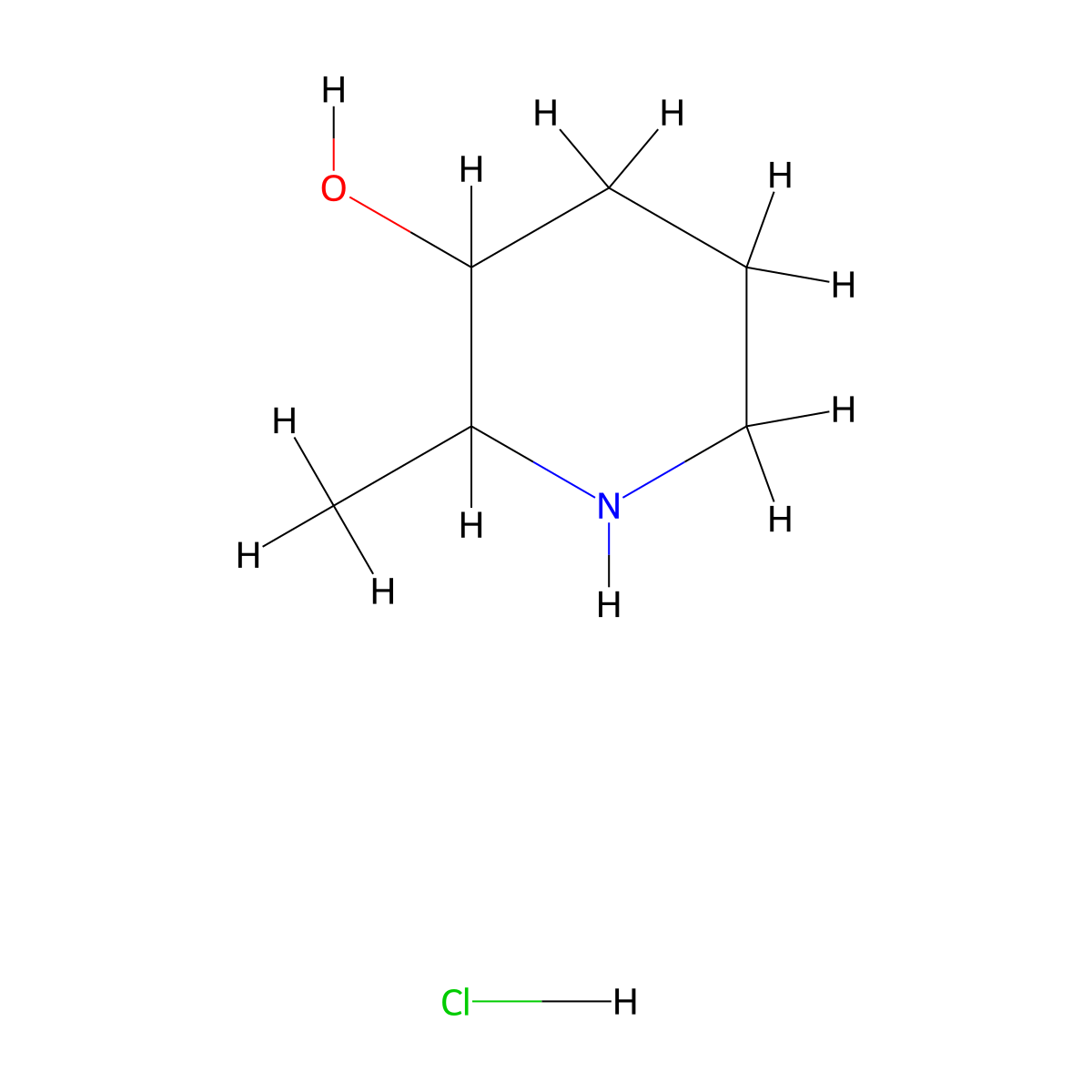 2-Methylpiperidin-3-ol hydrochloride molecular structure, CAS 1864051-72-8
