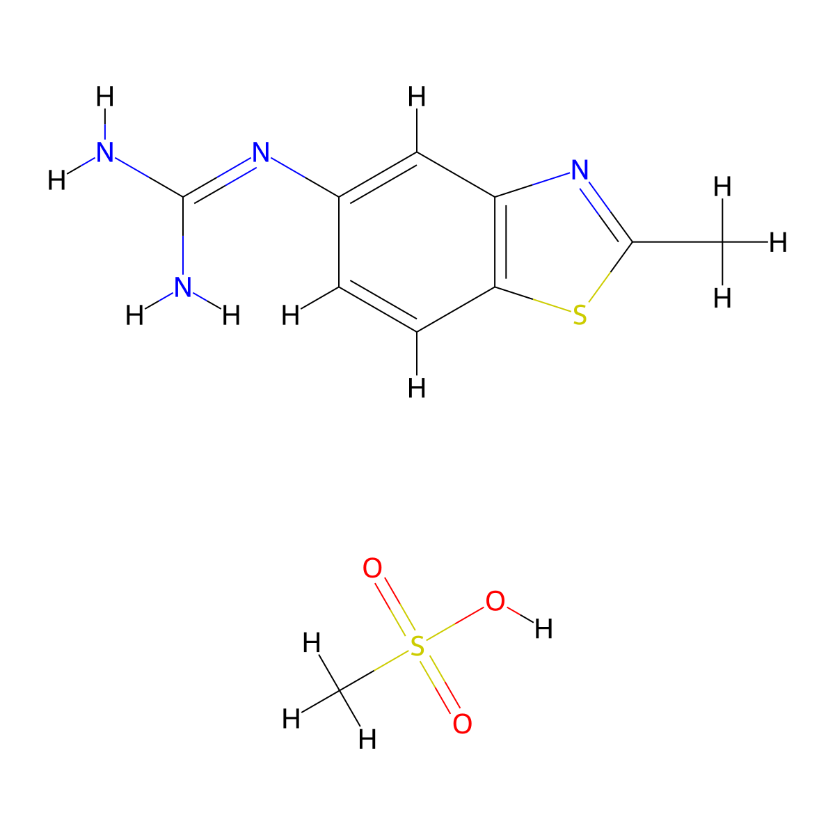 N-(2-methyl-1,3-benzothiazol-5-yl)guanidine methanesulfonate molecular structure, CAS 1864051-73-9