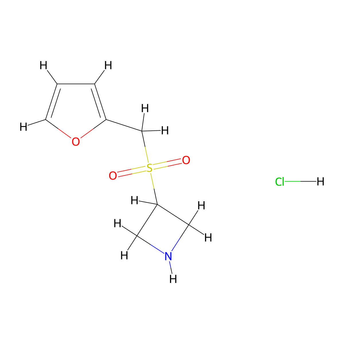 3-[(Furan-2-yl)methanesulfonyl]azetidine hydrochloride molecular structure, CAS 1864051-74-0