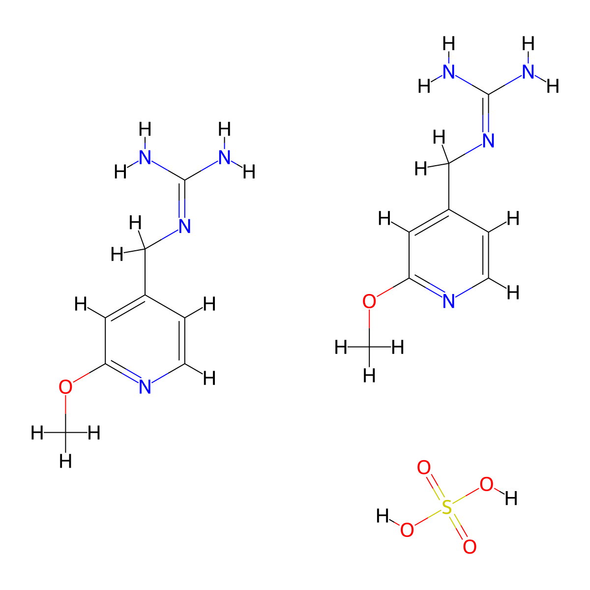 bis(N-((2-methoxypyridin-4-yl)methyl)guanidine); sulfuric acid molecular structure, CAS 1864051-86-4