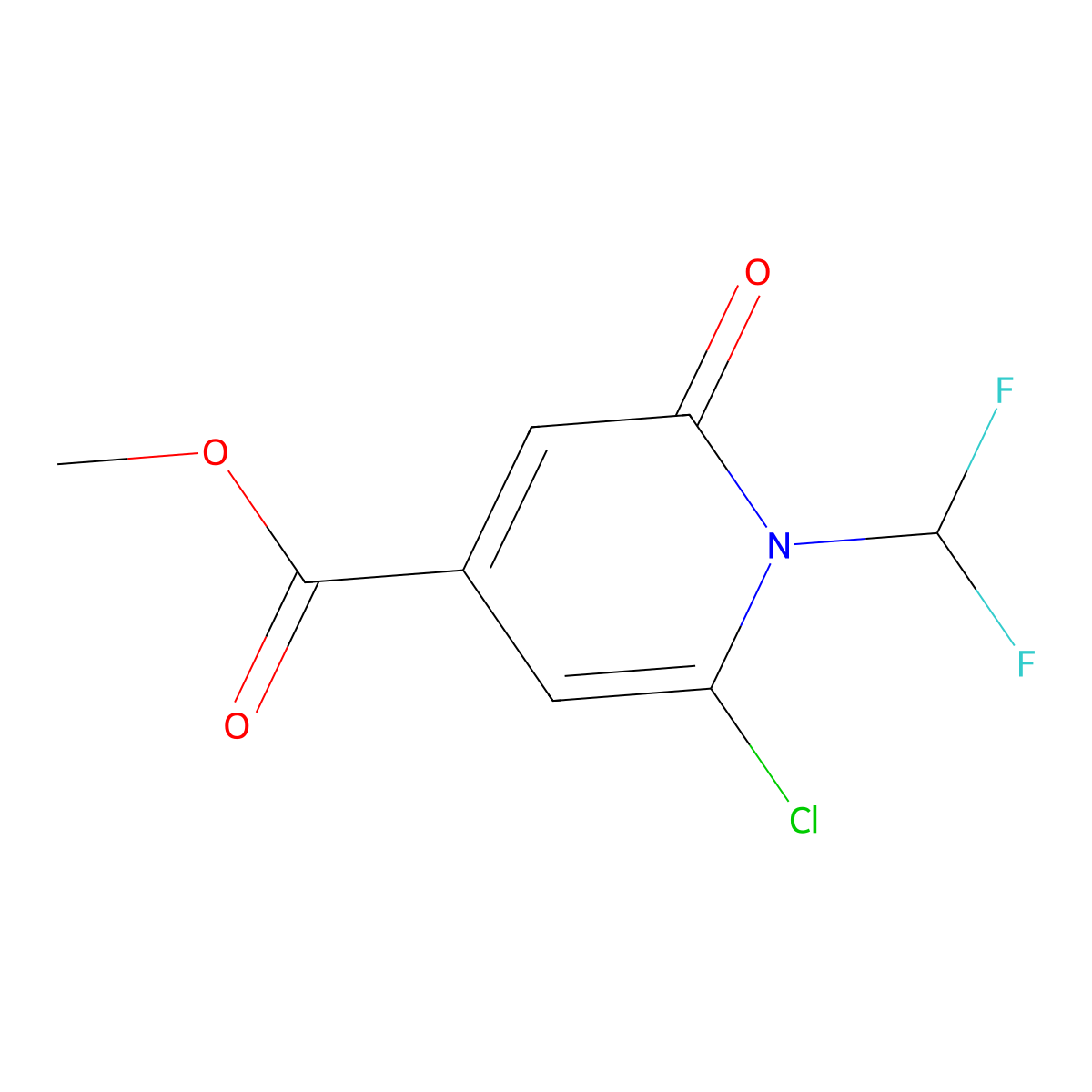 Methyl 6-chloro-1-(difluoromethyl)-2-oxo-1,2-dihydropyridine-4-carboxylate molecular structure, CAS 1864052-04-9