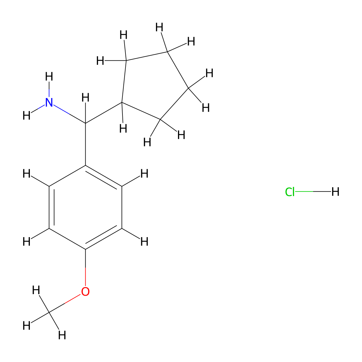 1-Cyclopentyl-1-(4-methoxyphenyl)methanamine hydrochloride molecular structure, CAS 1864052-08-3