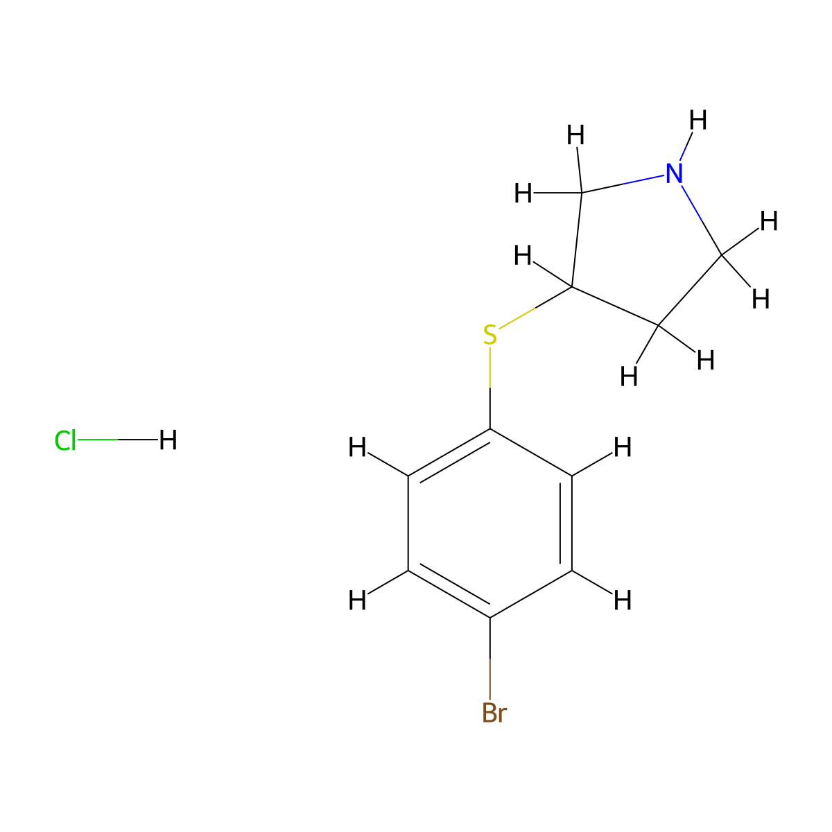 3-[(4-Bromophenyl)sulfanyl]pyrrolidine hydrochloride molecular structure, CAS 1864052-09-4
