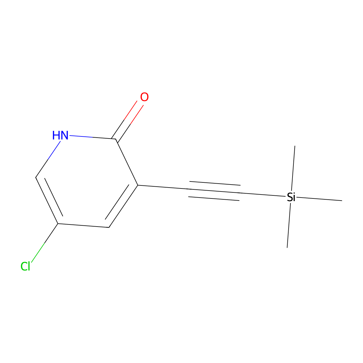5-Chloro-3-[2-(trimethylsilyl)ethynyl]pyridin-2-ol molecular structure, CAS 1864052-11-8