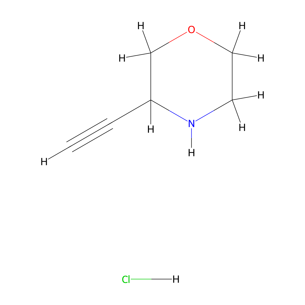 3-Ethynylmorpholine hydrochloride molecular structure, CAS 1864052-23-2