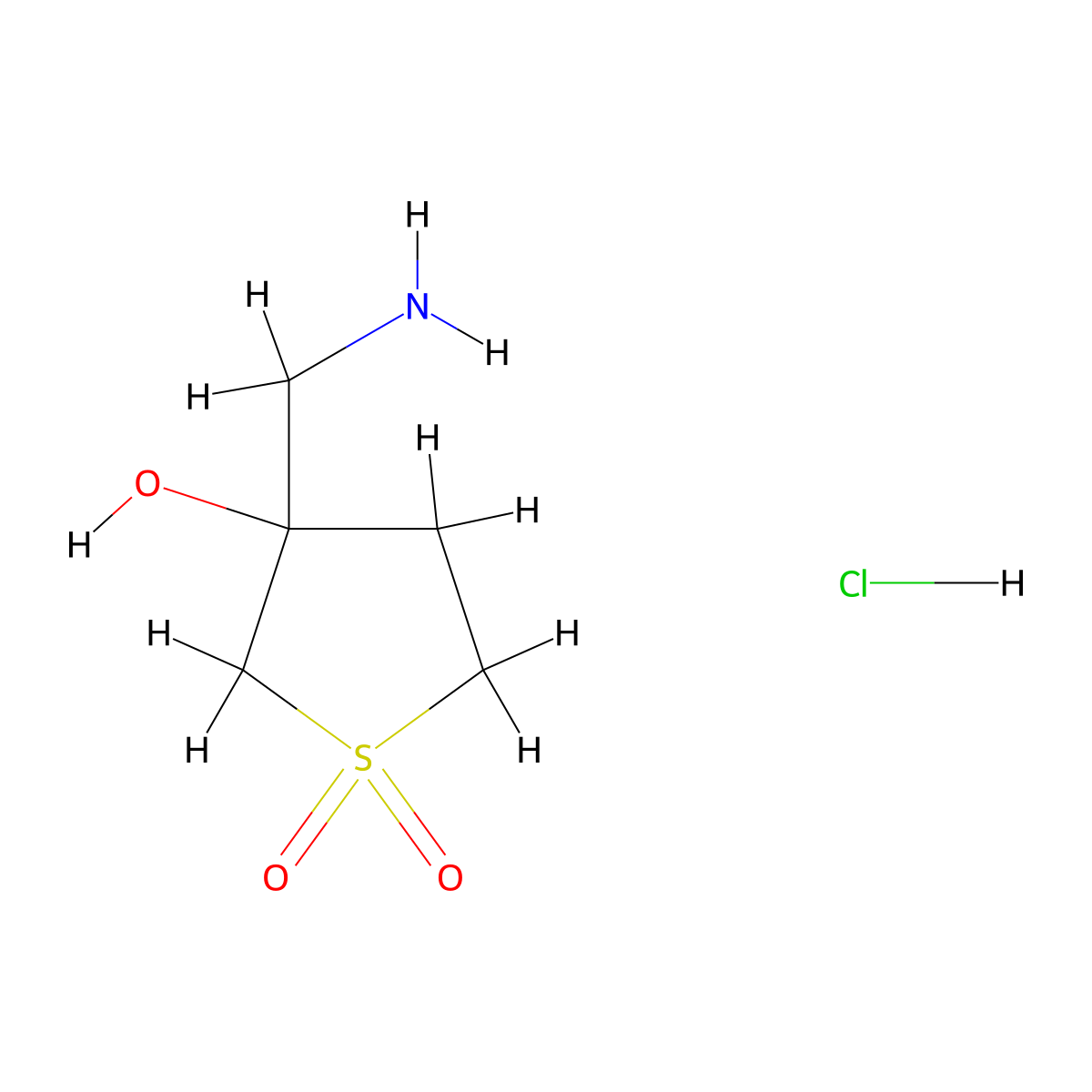 3-(Aminomethyl)-3-hydroxy-1lambda6-thiolane-1,1-dione hydrochloride molecular structure, CAS 1864052-26-5