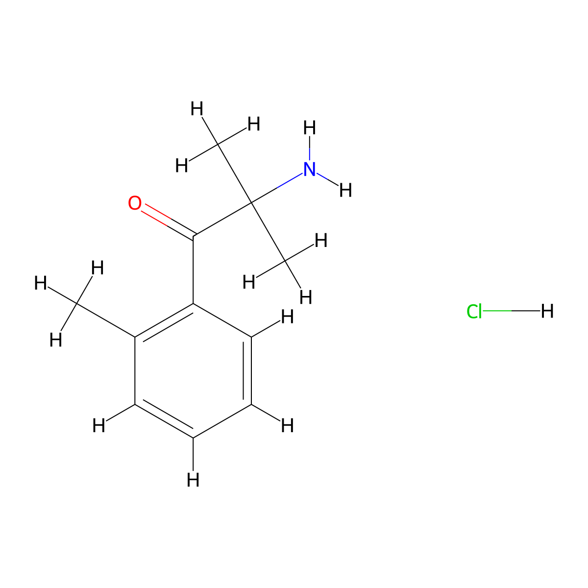 2-Amino-2-methyl-1-(2-methylphenyl)propan-1-one hydrochloride molecular structure, CAS 1864052-38-9