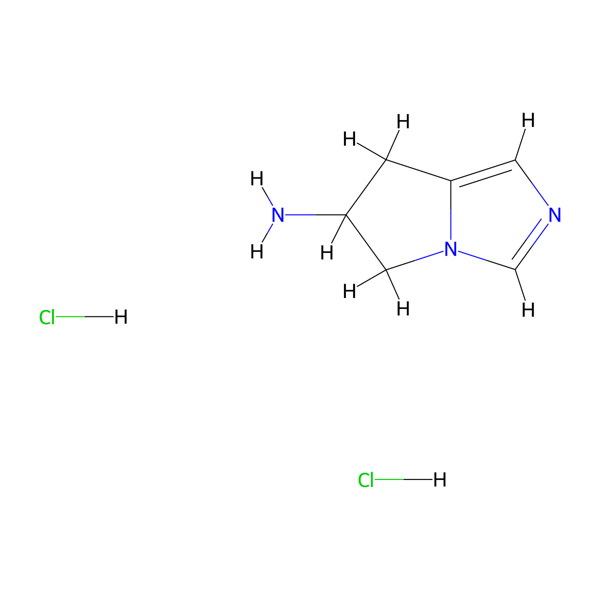 5H,6H,7H-pyrrolo(1,2-c)imidazol-6-amine dihydrochloride molecular structure, CAS 1864052-43-6