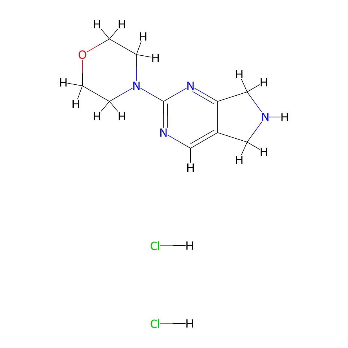 4-{5H,6H,7H-pyrrolo[3,4-d]pyrimidin-2-yl}morpholine dihydrochloride molecular structure, CAS 1864052-71-0