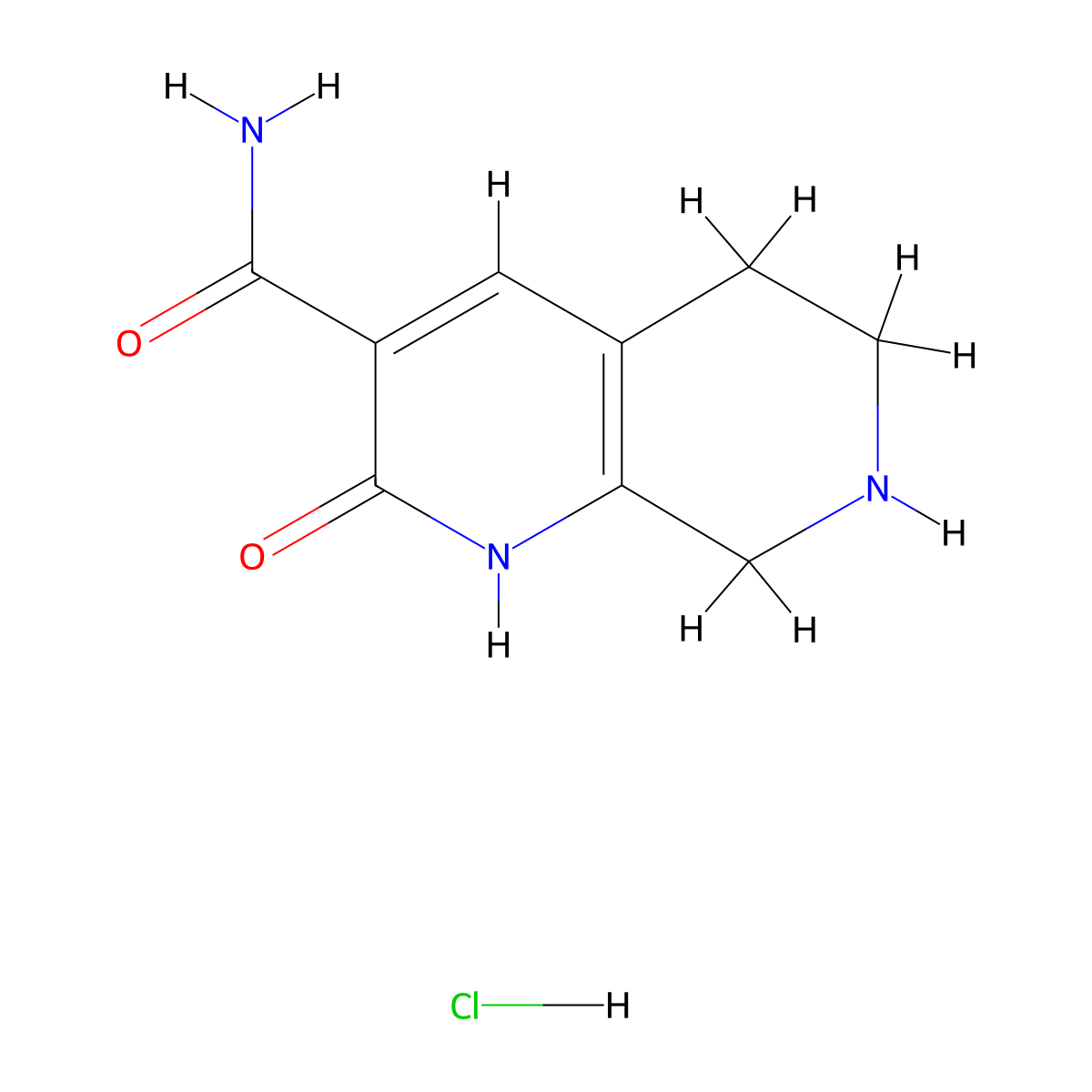 2-Oxo-1,2,5,6,7,8-hexahydro-1,7-naphthyridine-3-carboxamide hydrochloride molecular structure, CAS 1864052-88-9