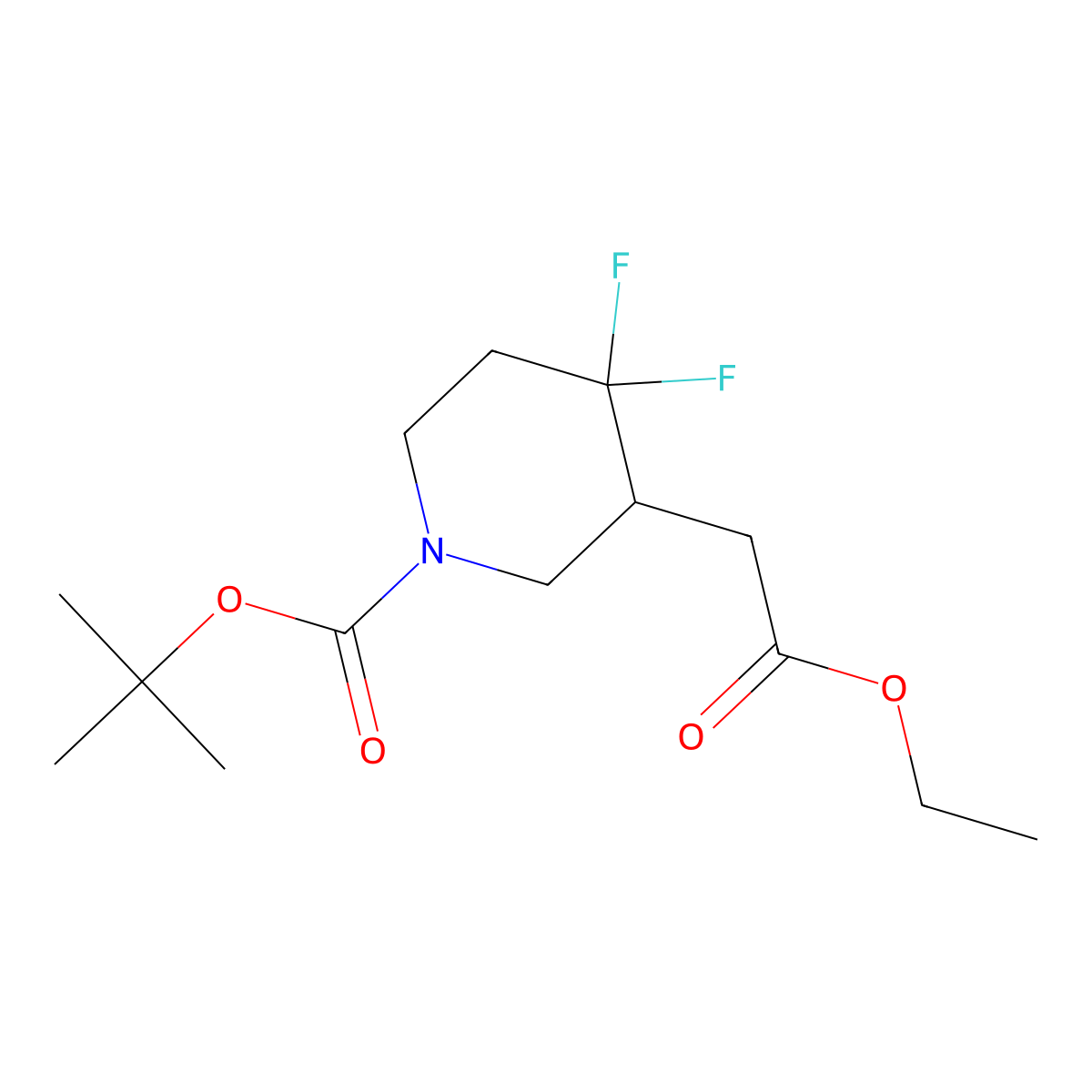 tert-butyl 3-(2-Ethoxy-2-oxoethyl)-4,4-difluoropiperidine-1-carboxylate molecular structure, CAS 1864052-94-7