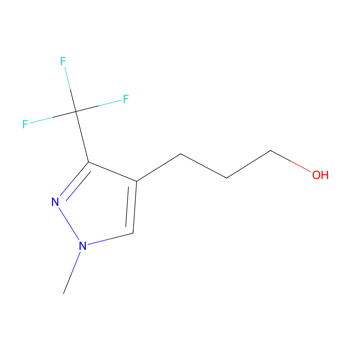 4-(3-Hydroxypropyl)-1-methyl-3-(trifluoromethyl)-1H-pyrazole molecular structure, CAS 1864052-96-9