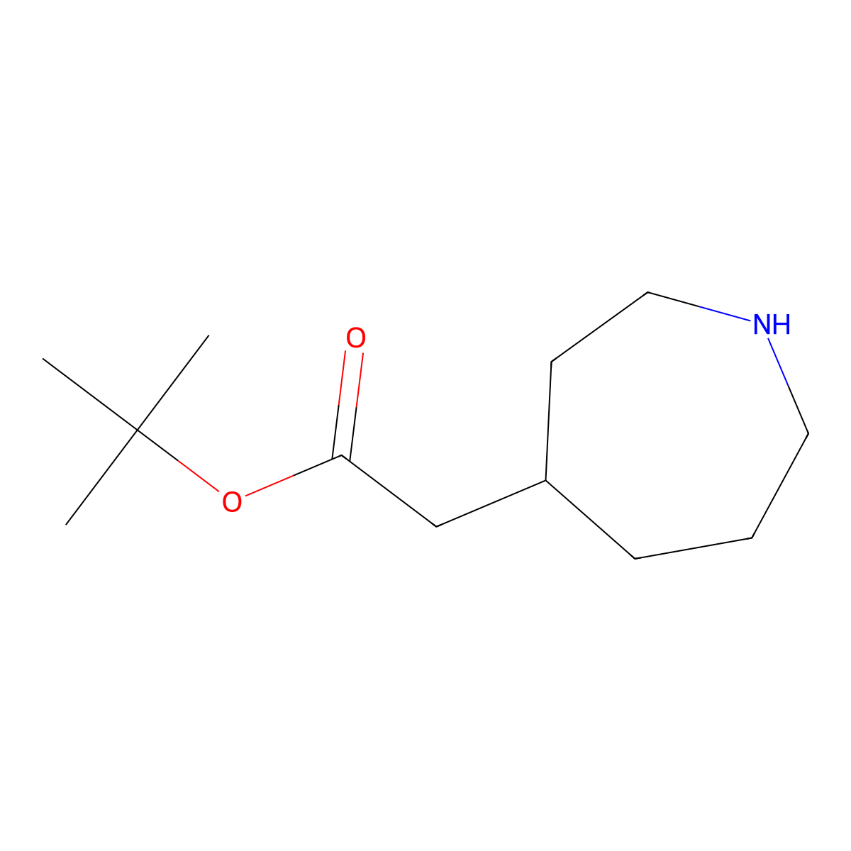 Tert-butyl 2-(azepan-4-yl)acetate molecular structure, CAS 1864053-28-0