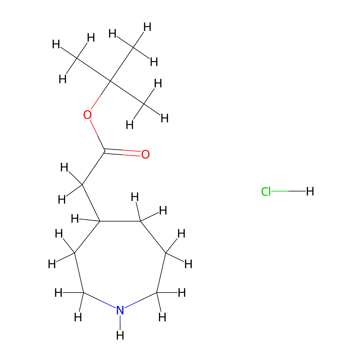 Tert-butyl 2-(azepan-4-yl)acetate hydrochloride molecular structure, CAS 1864053-29-1