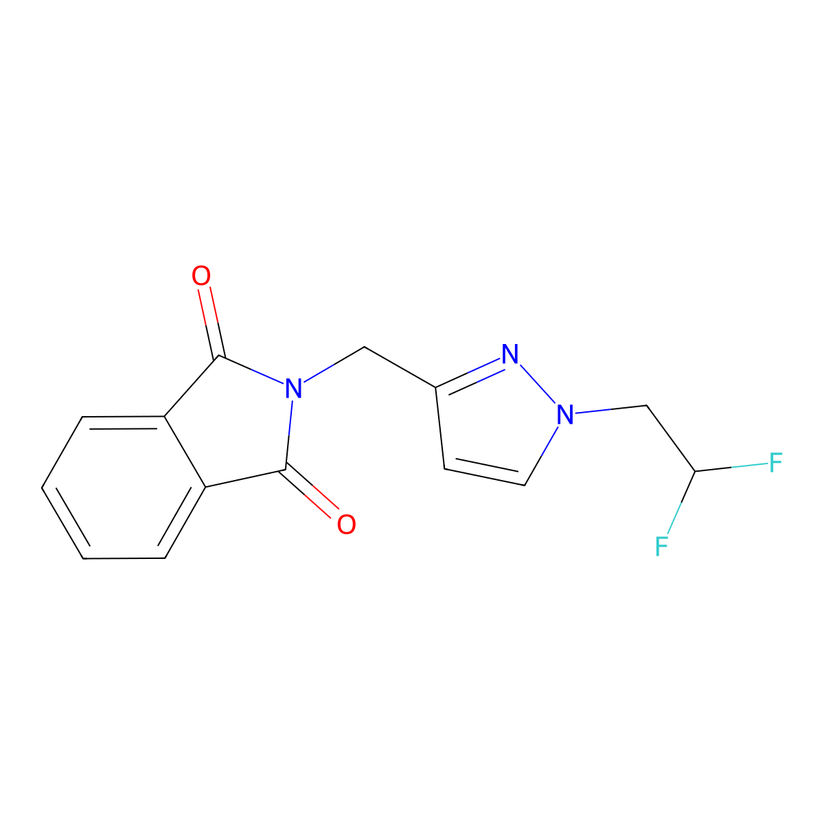 2-{[1-(2,2-difluoroethyl)-1H-pyrazol-3-yl]methyl}-2,3-dihydro-1H-isoindole-1,3-dione molecular structure, CAS 1864053-54-2