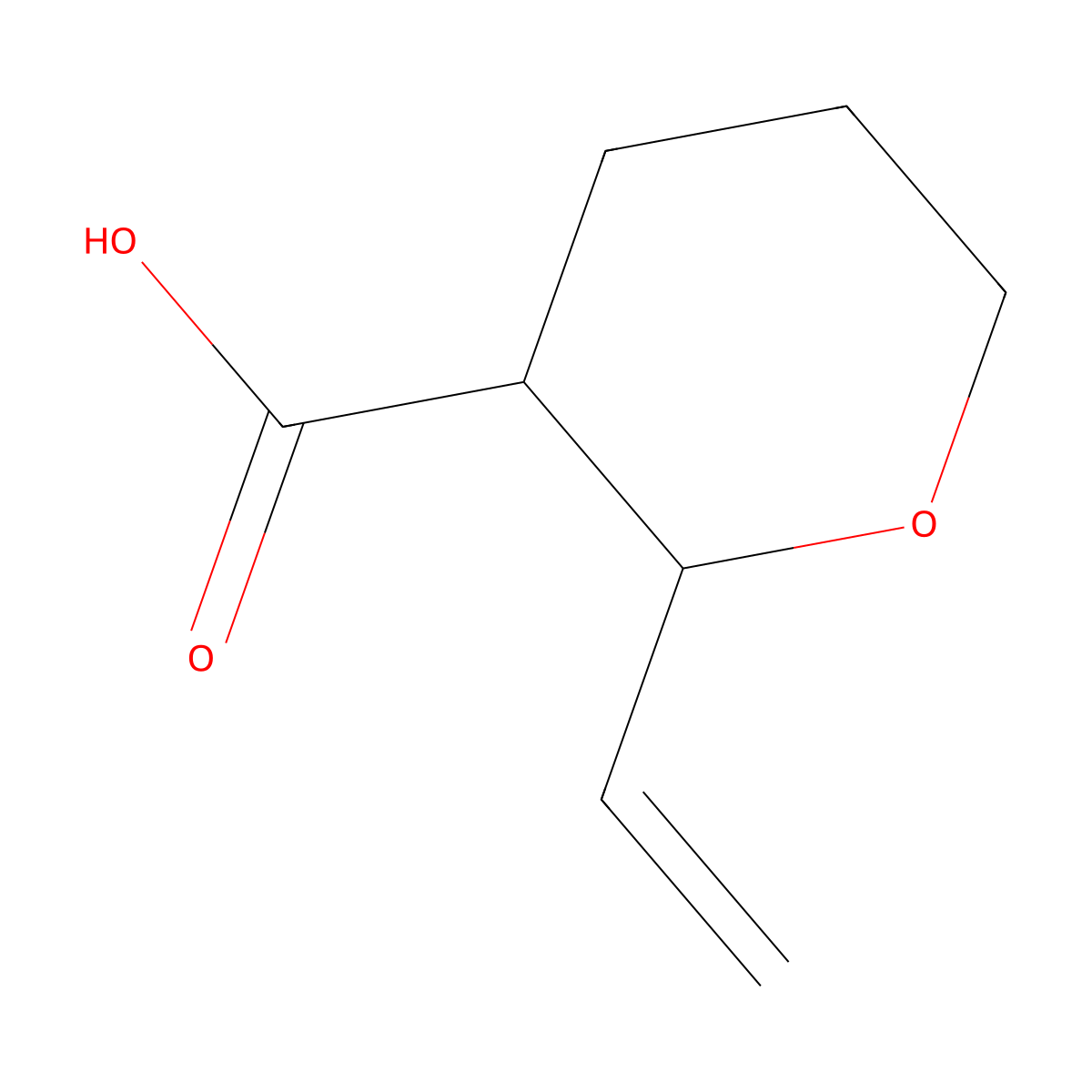 2-Ethenyloxane-3-carboxylic acid molecular structure, CAS 1864053-58-6