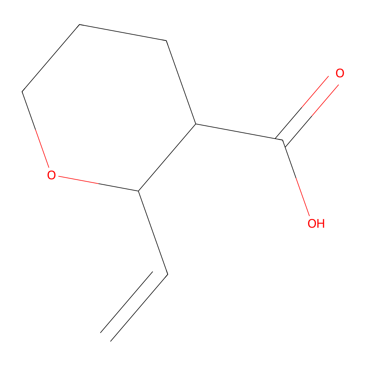 2-Ethenyloxane-3-carboxylic acid molecular structure, CAS 1864053-58-6