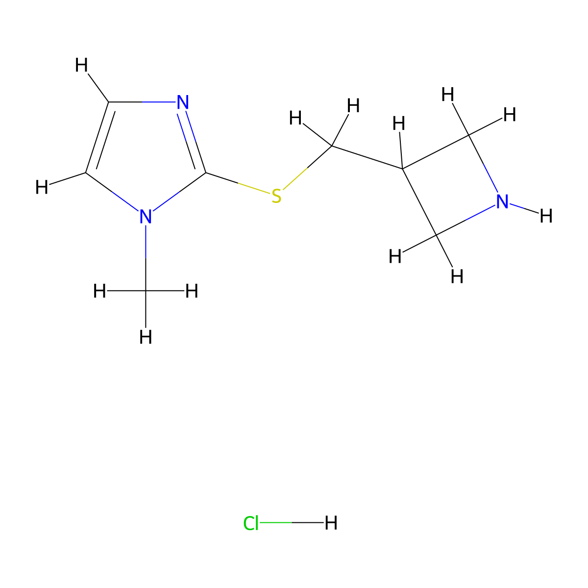 2-((azetidin-3-ylmethyl)thio)-1-methyl-1H-imidazole hydrochloride molecular structure, CAS 1864053-70-2