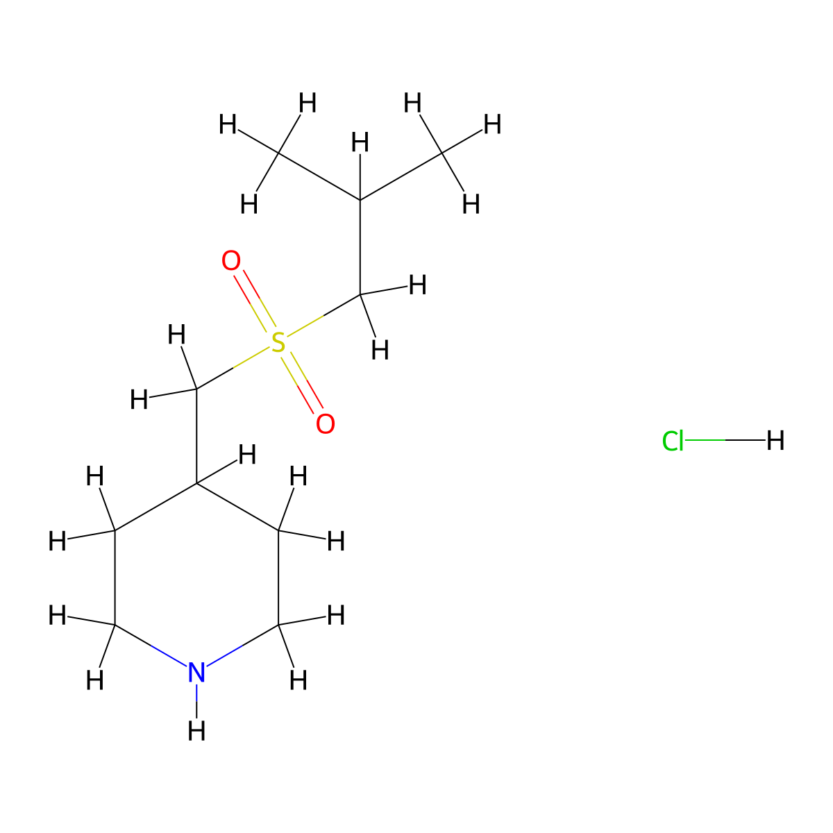 4-[(2-Methylpropanesulfonyl)methyl]piperidine hydrochloride molecular structure, CAS 1864053-72-4