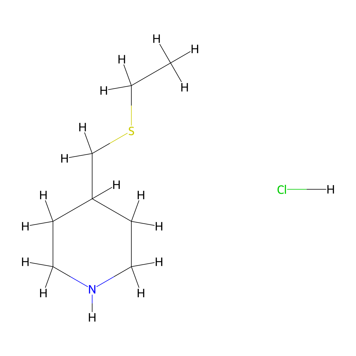 4-((Ethylsulfanyl)methyl)piperidine hydrochloride molecular structure, CAS 1864053-74-6
