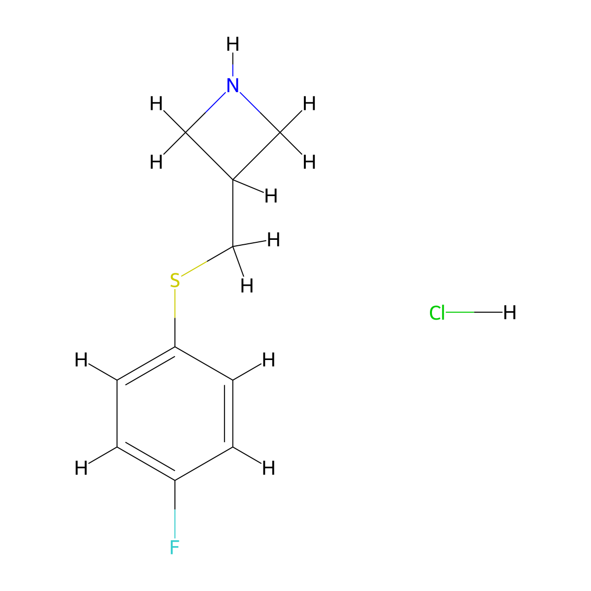 3-(((4-Fluorophenyl)thio)methyl)azetidine hydrochloride molecular structure, CAS 1864053-81-5