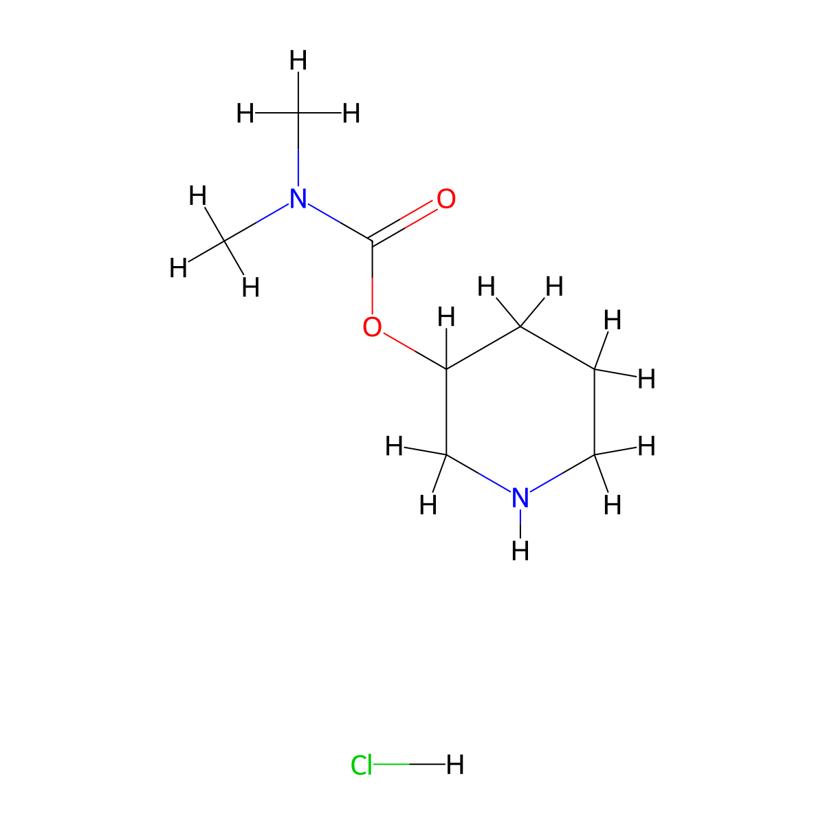 piperidin-3-yl N,N-dimethylcarbamate hydrochloride molecular structure, CAS 1864053-86-0