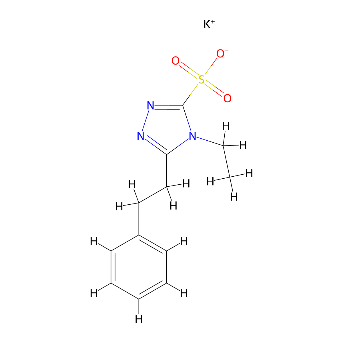 potassium 4-ethyl-5-(2-phenylethyl)-4H-1,2,4-triazole-3-sulfonate molecular structure, CAS 1864054-14-7