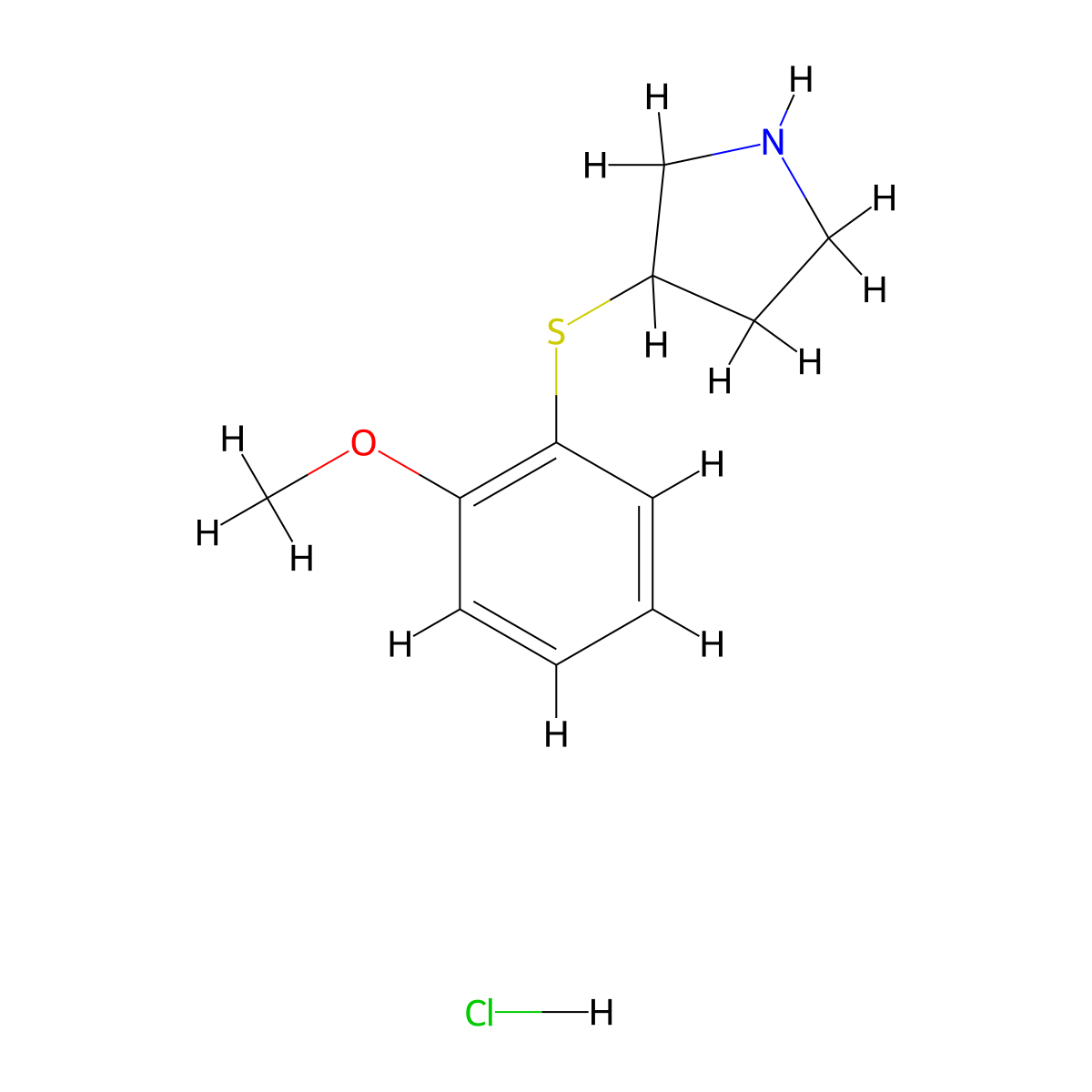 3-[(2-Methoxyphenyl)sulfanyl]pyrrolidine hydrochloride molecular structure, CAS 1864054-26-1