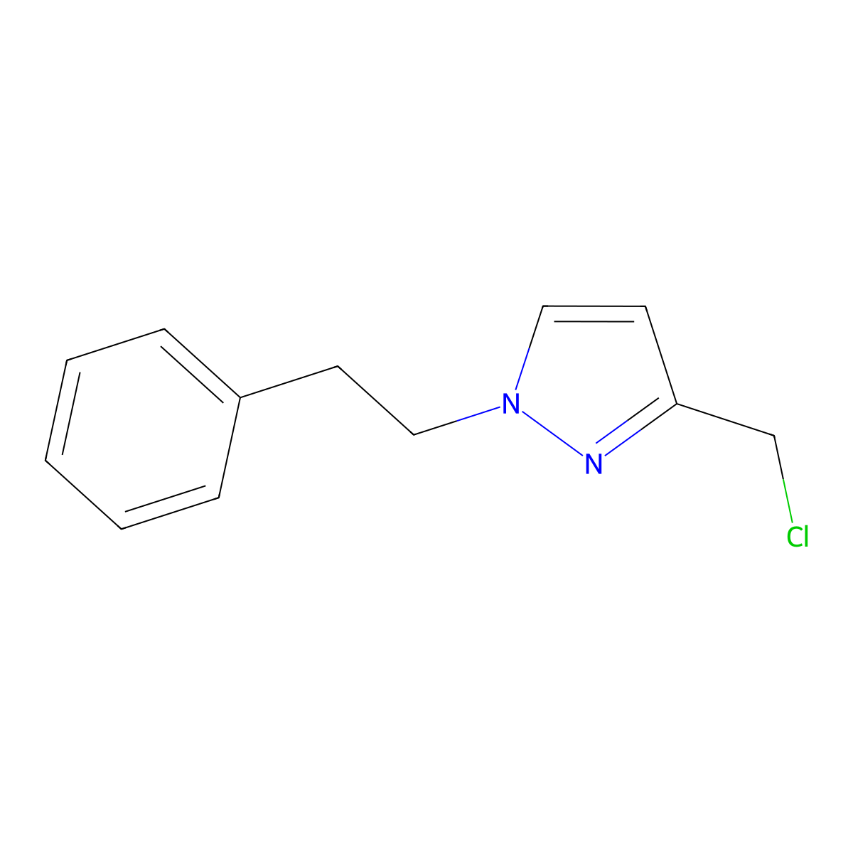 3-(chloromethyl)-1-(2-phenylethyl)-1H-pyrazole molecular structure, CAS 1864056-01-8