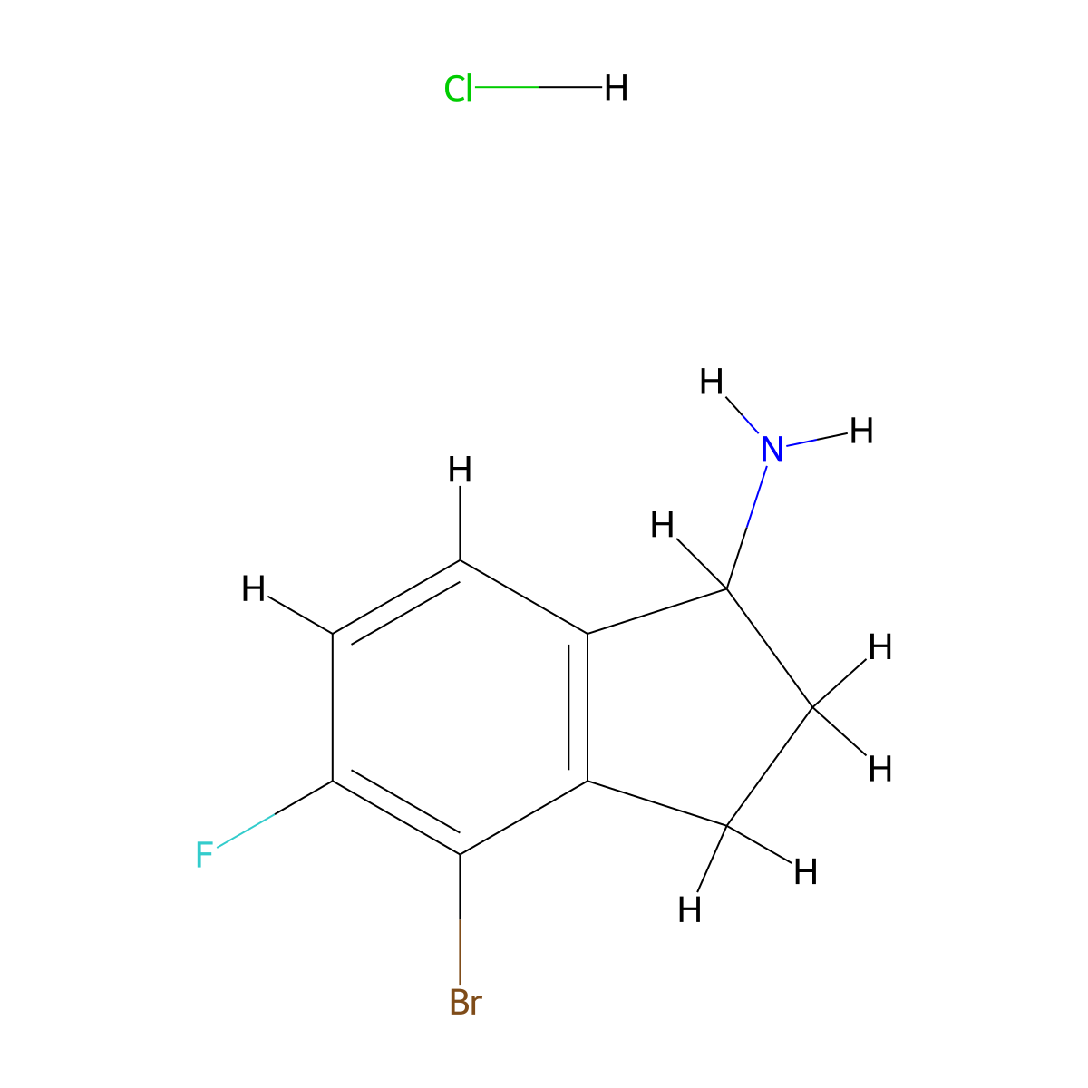 4-bromo-5-fluoro-2,3-dihydro-1H-inden-1-amine hydrochloride molecular structure, CAS 1864056-09-6