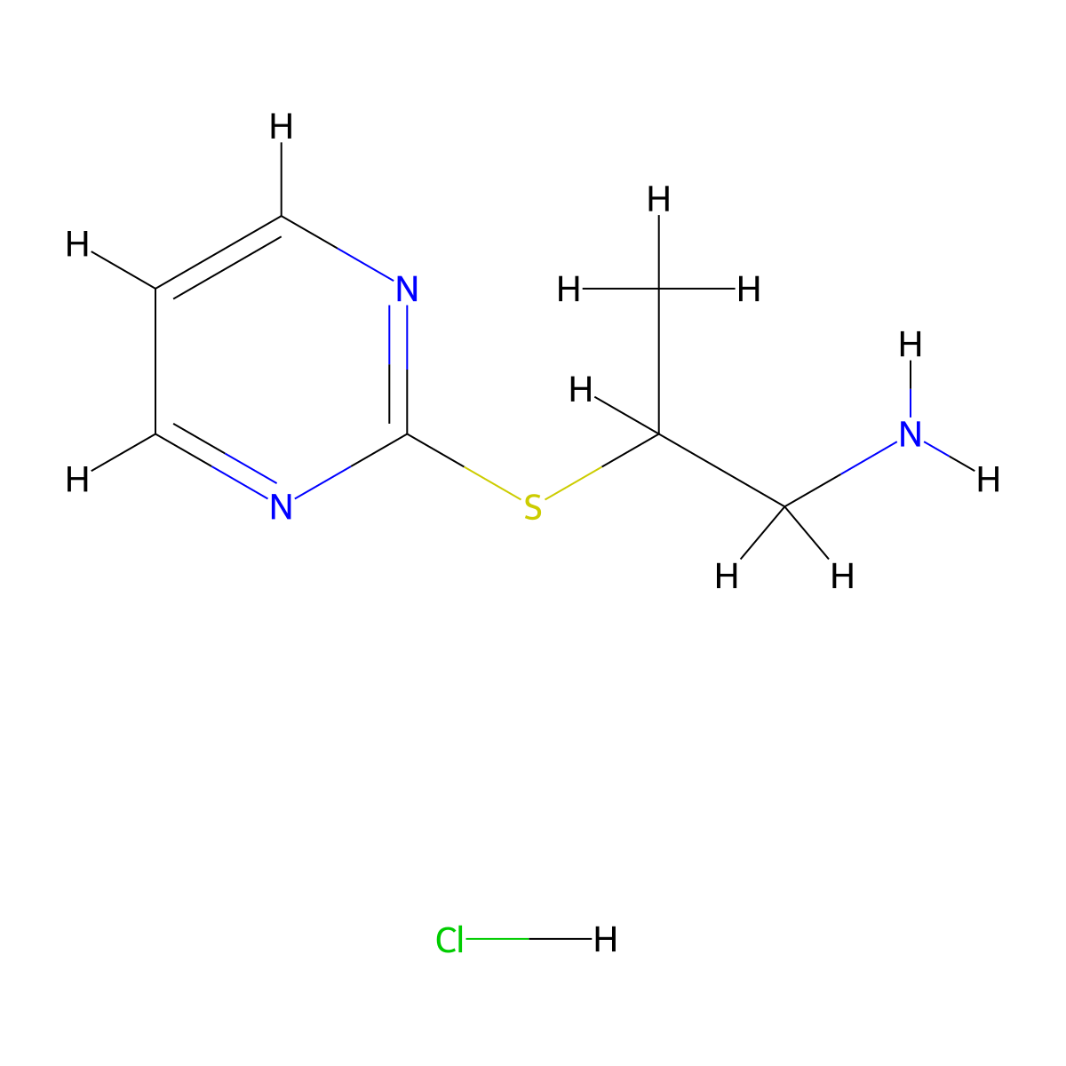 2-(Pyrimidin-2-ylthio)propan-1-amine hydrochloride molecular structure, CAS 1864056-10-9