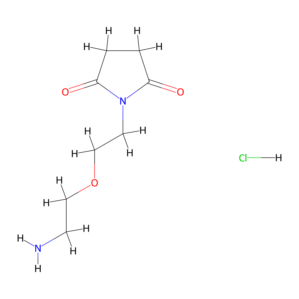 1-(2-(2-Aminoethoxy)ethyl)pyrrolidine-2,5-dione hydrochloride molecular structure, CAS 1864056-15-4