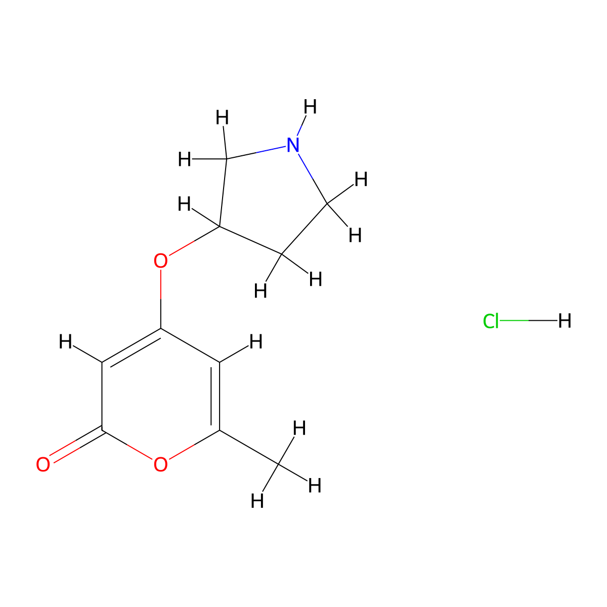 6-methyl-4-(pyrrolidin-3-yloxy)-2H-pyran-2-one hydrochloride molecular structure, CAS 1864056-49-4