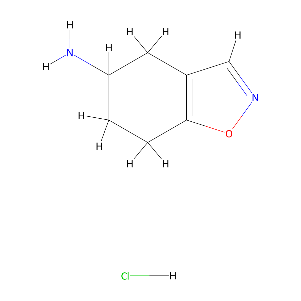 4,5,6,7-Tetrahydrobenzo[d]isoxazol-5-amine hydrochloride molecular structure, CAS 1864056-54-1